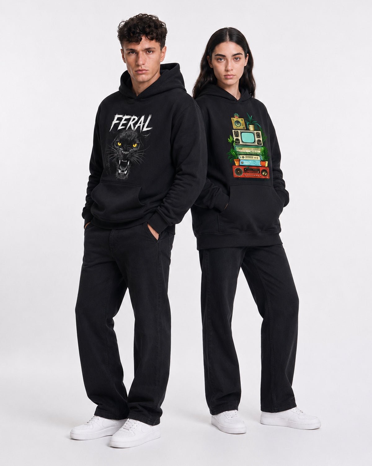 Premium Streetwear Hoodie Bundle: Feral Panther & Retro Tech